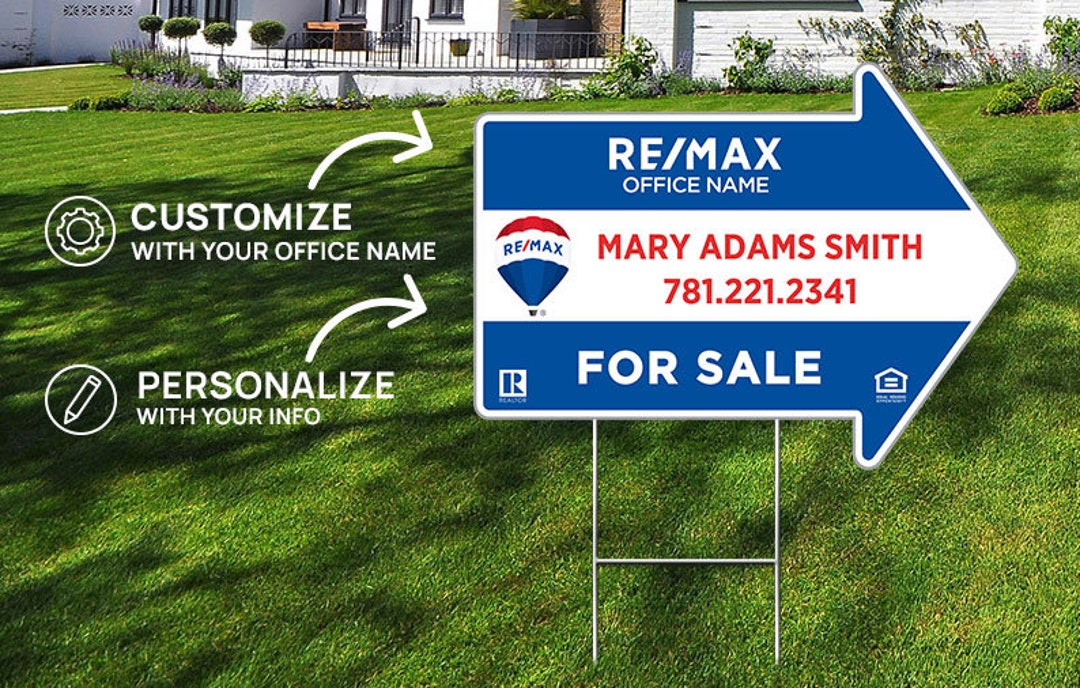 RE/MAX Arrow Shaped Signs, Professional Arrow Shaped Signs With Stakes ...