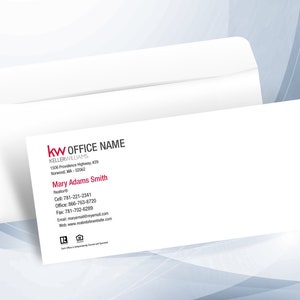 Keller Williams 10 Envelopes, Professional 10 Envelopes, Personalized Realtor & RE Office Envelopes, KW Branded Envelopes Agent Envelopes