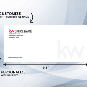 Keller Williams 10 Envelopes, Professional 10 Envelopes, Personalized Realtor & RE Office Envelopes, KW Branded Envelopes image 6
