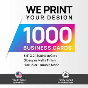 1000 Color Business Cards With Your Artwork, Ready for Printing - Double-Sided with Gloss or Matte Finish