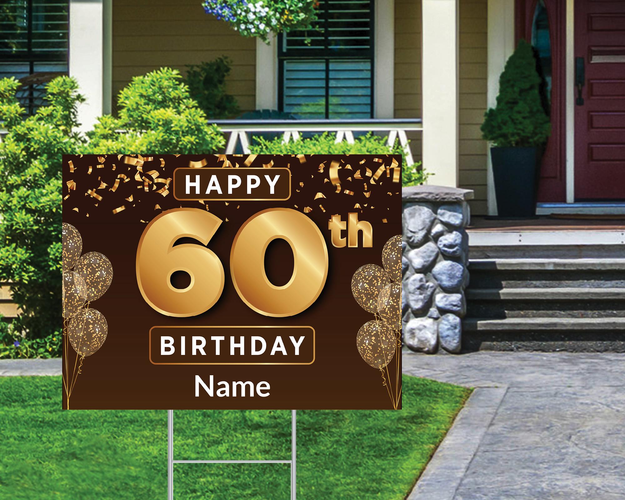 Happy 60th Birthday Yard Sign – 18x24 Outdoor Party Decor – Custom Lawn ...
