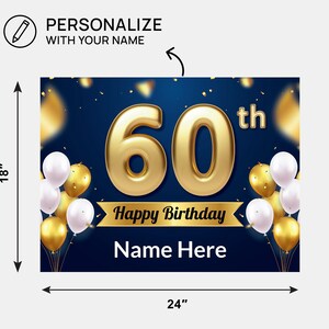 60th Birthday Yard Sign – Gold Milestone Party Decor, Outdoor Lawn Sign ...