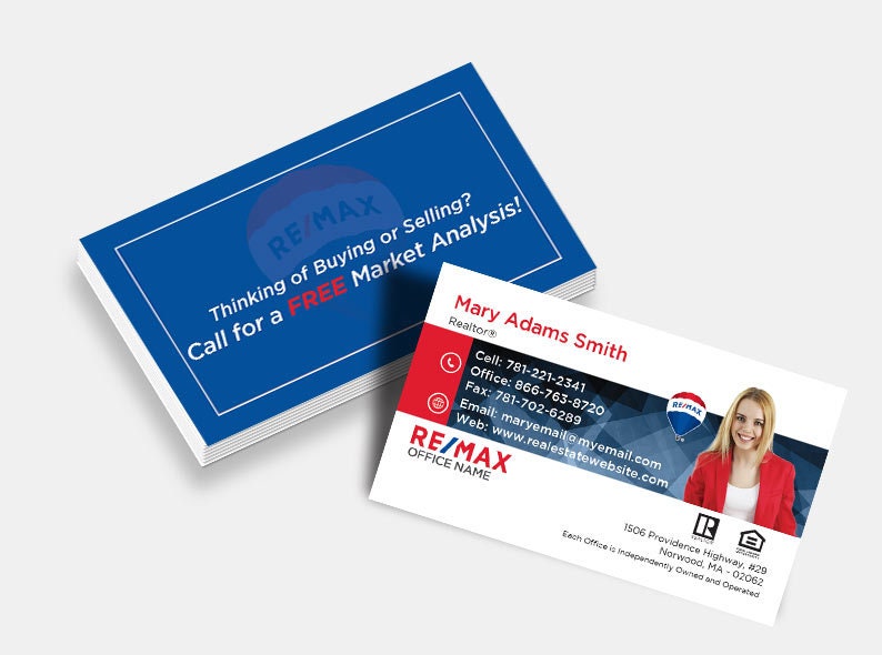 RE/MAX Business Cards, Professional UV Coated Business Cards, Personalized Realtor Business Cards, Remax Branded Business Cards image 2