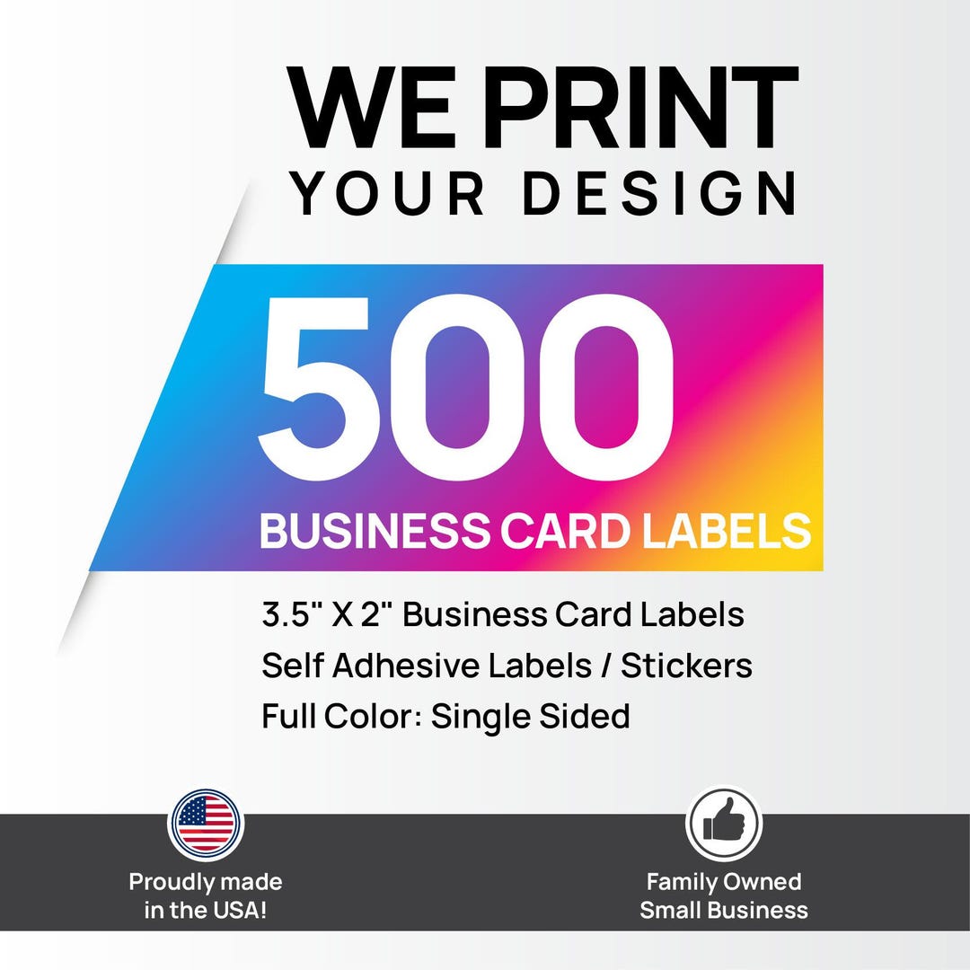 Customizable Card Labels Custom Business Cards Labels, Full Color, Single-sided Stickers, Self ...