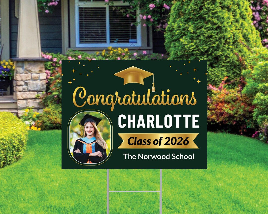 Personalized Graduation Yard Sign – Custom Photo Banner, Class of 2026 ...