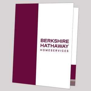 May include: A burgundy and white folder with the text "BERKSHIRE HATHAWAY HOMESERVICES" printed in burgundy.