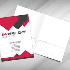 May include: A red and black real estate business card with the text "kw OFFICE NAME KELLERWILLIAMS" and contact information for Robert Gryder, REALTOR.