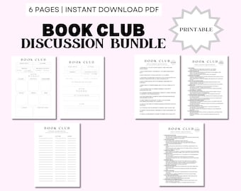 Buchclub Bundle, Buchclub Diskussion Kit, druckbare Fragen des Buchclubs, Leseplaner, Buchclub Ausdrucke, Buchclub Planer