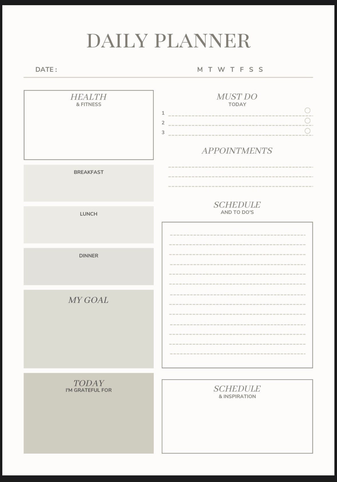 PDF Downloadable Daily Planner - Etsy