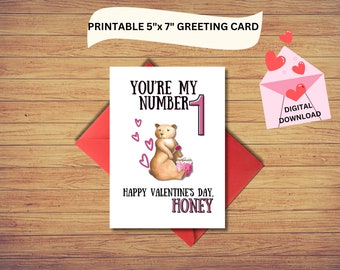 You're My Number 1 Valentine's Greeting Card, Fast, Easy and Affordable Digital Download