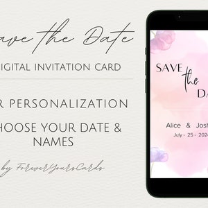 Save the Date, Digital Wedding Wedding invitation Template Personalised  Ecard  DIY Date Announcement Template Minimalistic design flower