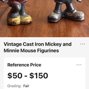 Vintage cast iron Mickey and Minnie Mouse figurines. afbeelding 4