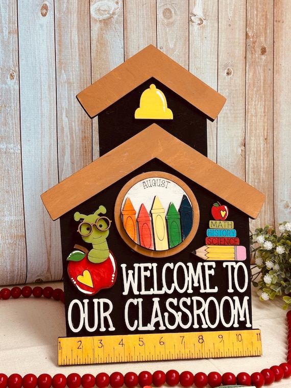 Interchangeable Classroom Sign, Back to School Teacher Gift, 12 Inserts