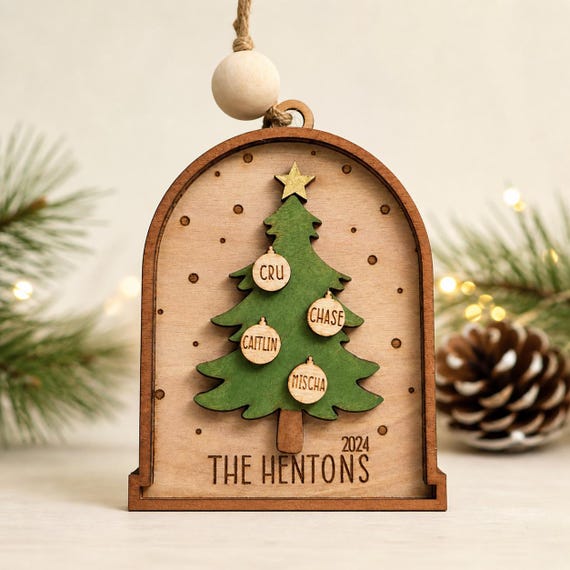 Personalized Family Christmas Tree Ornament, Custom Names, Holiday Keepsake