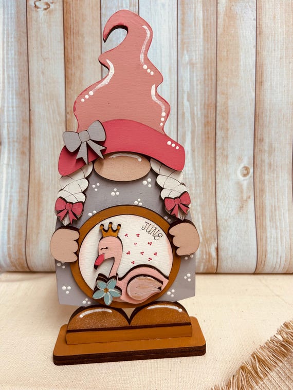Hand-Painted Wood Gnome Shelf Sitter | Interchangeable Seasonal Decor, 12 Attachments