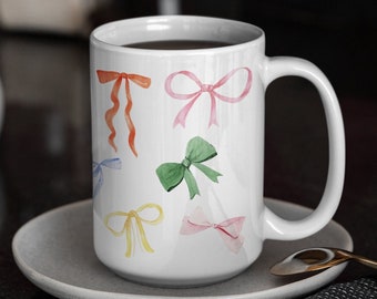 Bow mug, coquette mug, coquette aesthetic, coquette drinkware, Aesthetic coquette