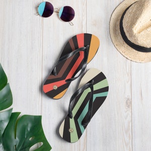 Retro Flip-Flops, vintage pattern flip flops, holiday pool flip flops, travel flip flops, mothers day gift
