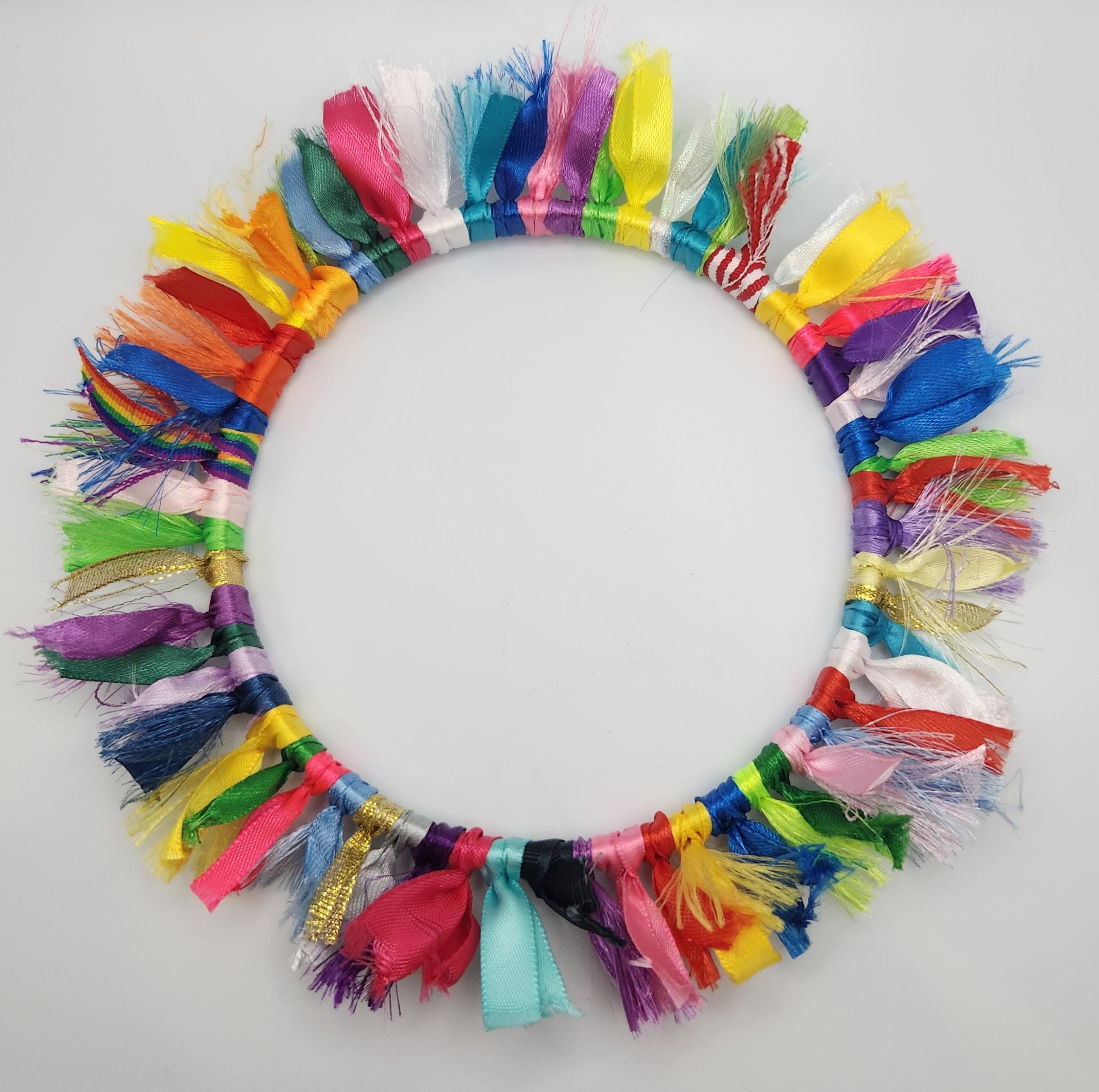 Upcycle Ribbons Craft Wreath - Colorful Upcycled Ribbon Wall Crafting Decor - Etsy