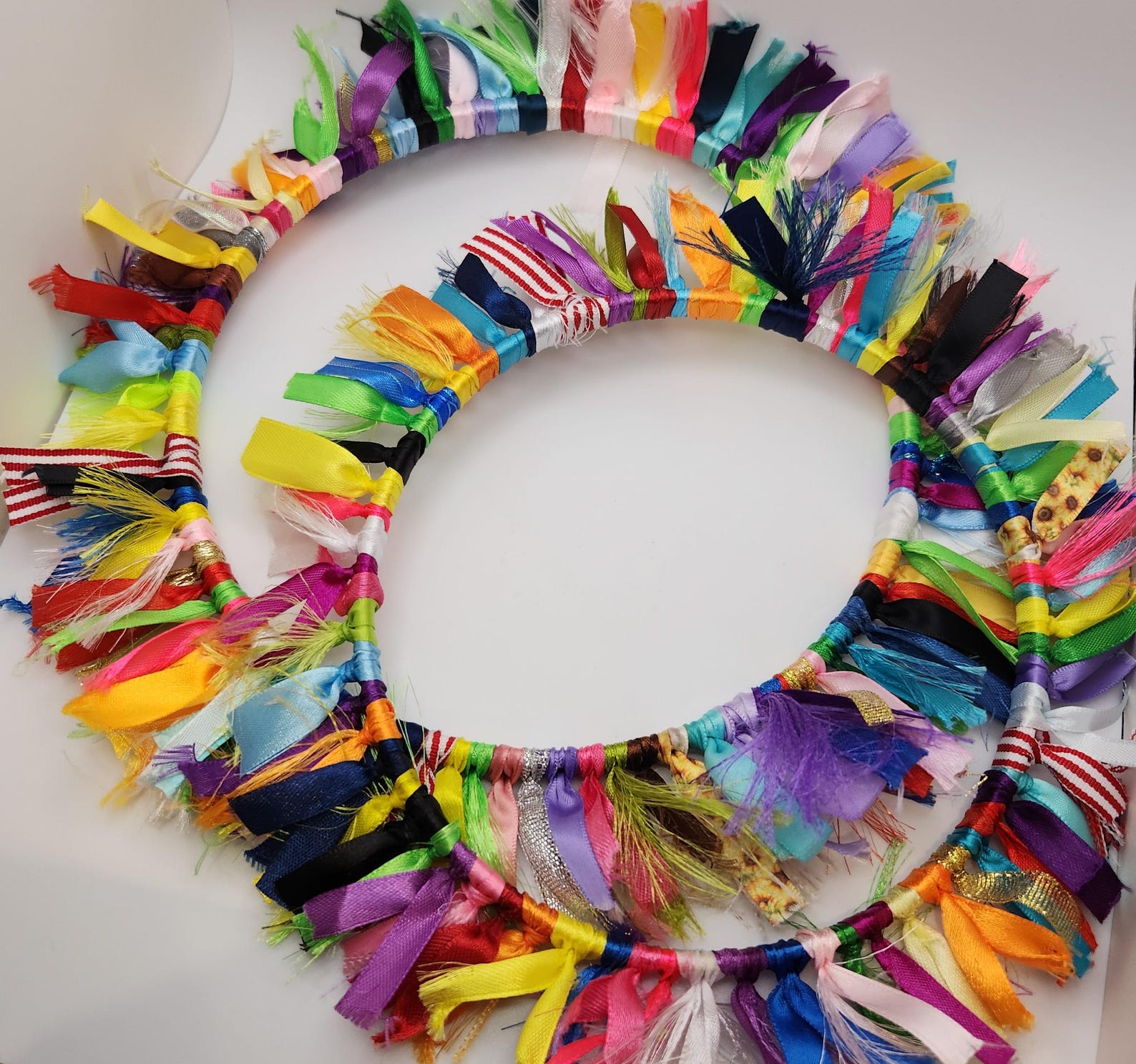 Upcycle Ribbons Craft Wreath - Colorful Upcycled Ribbon Wall Crafting Decor - Etsy