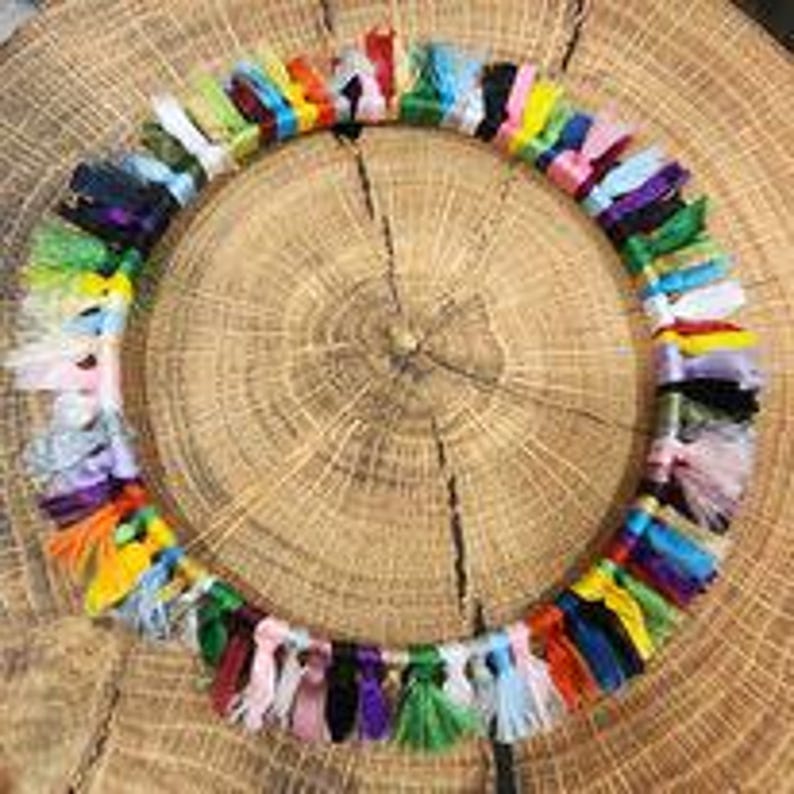 Upcycle Ribbons Craft Wreath - Colorful Upcycled Ribbon Wall Crafting Decor - Etsy