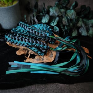 Gothic Handfasting Cord: "Dark Forest Forever" - Customizable Black, Green, & Teal Wedding Ribbon, Optional Charms
