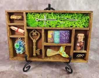 Fantasy Trinket Shelf: "Adventure Awaits" Mini Curio Display Magnet or Stand