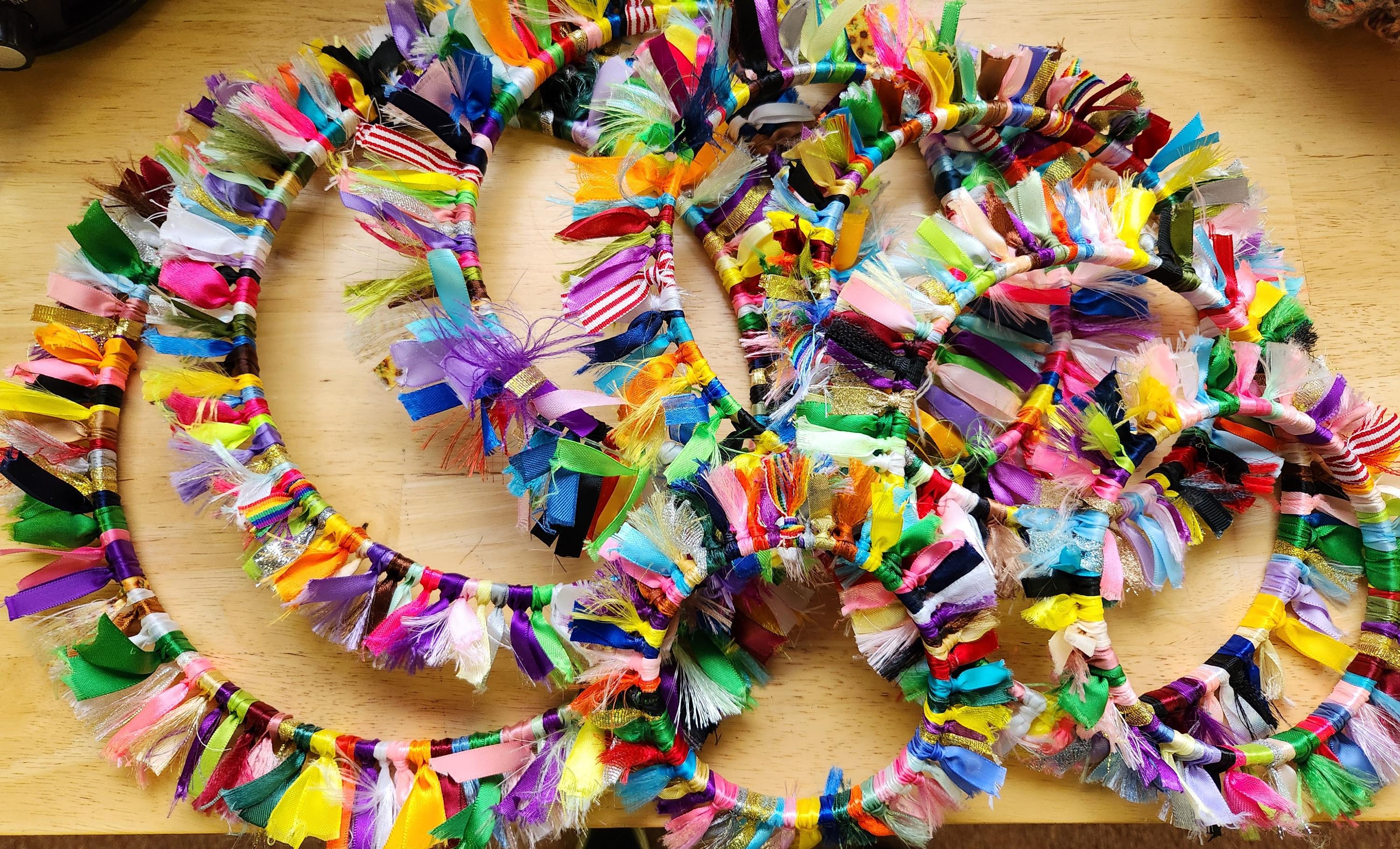 Upcycle Ribbons Craft Wreath - Colorful Upcycled Ribbon Wall Crafting Decor - Etsy