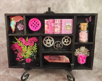 Gothic Trinket Shelf: "Hexed in Pink" Mini Curio Display Magnet or Stand