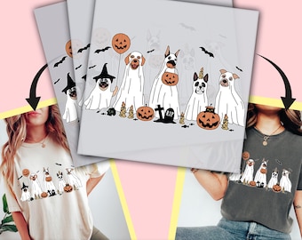 Ghost Dog Drawing Halloween Design DTF Transfer, Dog Halloween Ready to Press, Personalize DTF Transfers, Heat Press, DTF Transfer- ssco2078