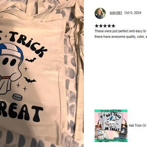 a tote bag with an image of a ghost on it