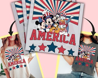 Disney AmericaJuly 4thDTF Transfer, Independence Day Ready to Press, Patriotic Personalize DTF Transfers, Heat Press, DTF Transfer- ssco1149