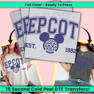 Epcot Disney DTF Transfer, Ready to Press, Disneyworld Personalized DTF Transfers, Disney Heat Press, Disneyland DTF Transfer- ssco358