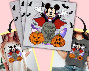 Halloween Mickey Mouse Vampire DTF Transfer, Disneyland Halloween Ready to Press, Personalized DTF Transfers, Heat Press DTF - ssco4108