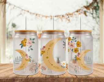 16oz UV Dtf Moon, Ready to Apply Cup Wrap, Stickers UV Dtf, 16oz Glass Can Wrap - WRAP030