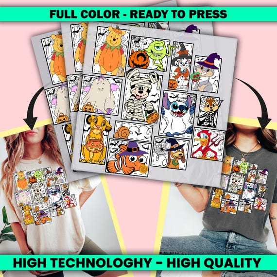 Disney Friends Halloween DTF Transfer, Disneyland Halloween Ready to Press, Personalized DTF Transfers, Heat Press, DTF Transfer- ssco4109