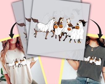 Horse Ghost Halloween Design DTF Transfer, Halloweeen Horse Ready to Press, Personalized DTF Transfers, Heat Press, DTF Transfer- ssco2163