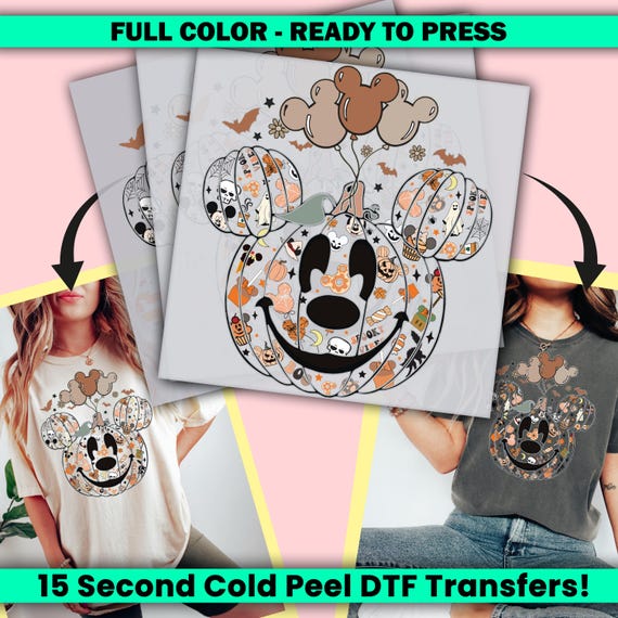 Disney Halloween Design DTF Transfer, Mickey Pumpkin Halloween Ready to Press, Personalize DTF Transfers, Heat Press, DTF Transfer- ssco2118