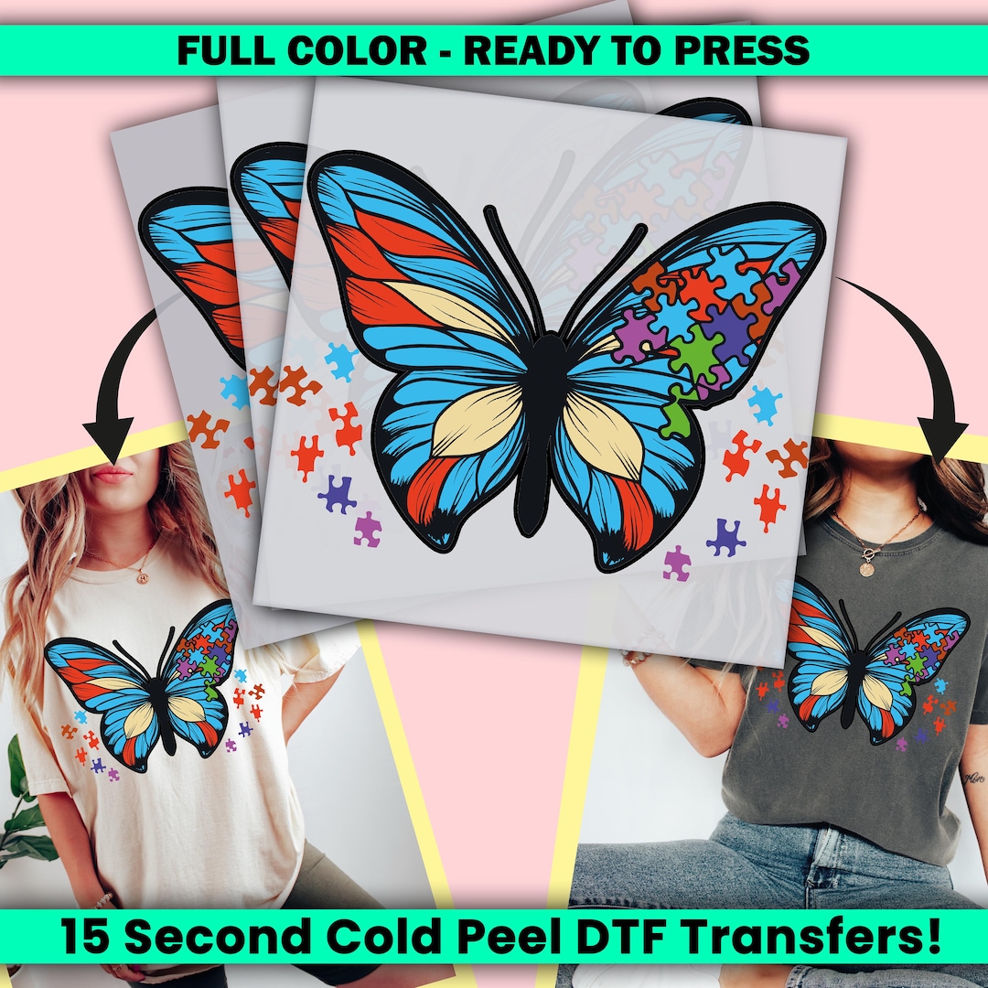 Butterfly Autism DTF Transfer, Autism Awareness Ready to Press ...