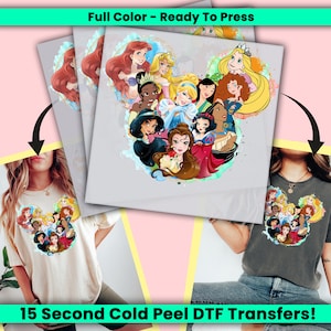 Disney Princess DTF Transfer, Ready to Press, Disneyworld Personalized DTF Transfers, Disney Heat Press, Disneyland DTF Transfer- ssco350