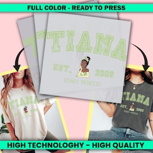 Tiana Disney Princess DTF Transfer, Ready to Press, Personalized DTF Transfers, Heat Press DTF Transfer - ssco016