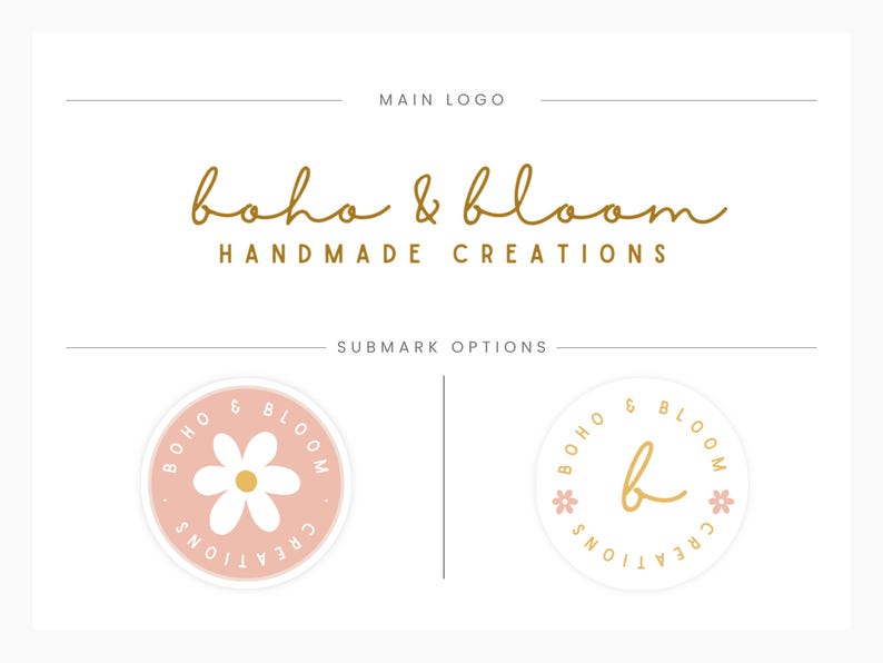 Daisy-logotypdesign för Canva, mysig logotypdesign, enkel, rustik blommig varumärkesbyggande, feminin DIY-logotypmall, redigerbar bohemisk logotypdesign bild 2