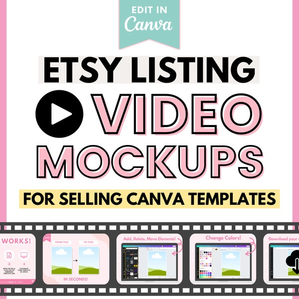 Etsy Listing Video Template Canva | Etsy Video Mockup for Selling Digital Products | Etsy Digital Product Mockup for Shop | Canva Template