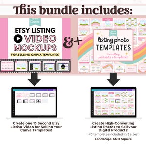 Etsy Listing Video & Photo Template BUNDLE für digitale Produkte, Etsy Listing Mockups für Canva-Vorlagen, Etsy Listing Digital Produkt Mockup Canva Bild 2