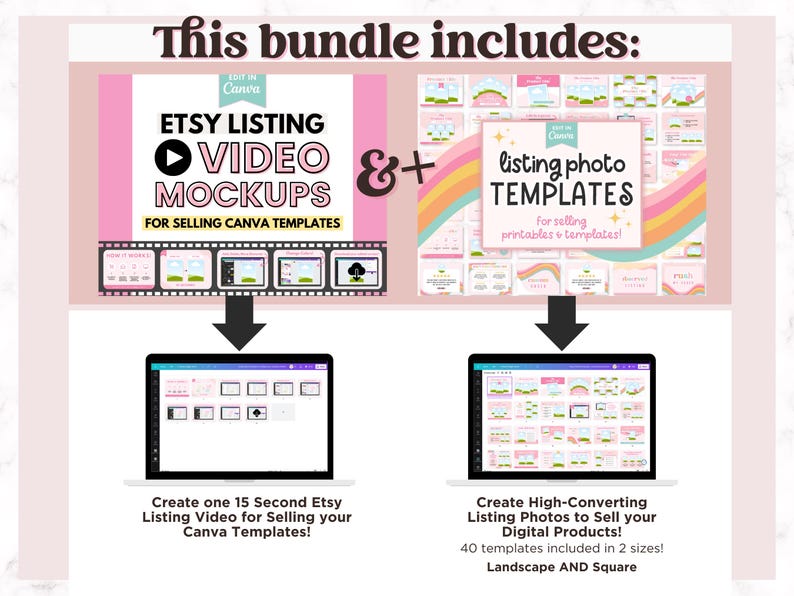 Etsy Listing Video & Photo Template BUNDLE für digitale Produkte, Etsy Listing Mockups für Canva-Vorlagen, Etsy Listing Digital Produkt Mockup Canva Bild 2