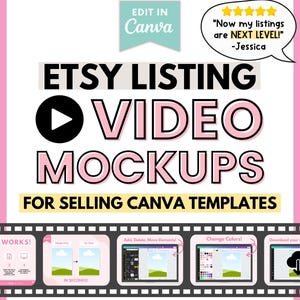 Etsy Listing Video Template Canva | Etsy Video Mockup for Selling Digital Products | Etsy Digital Product Mockup for Shop | Canva Template