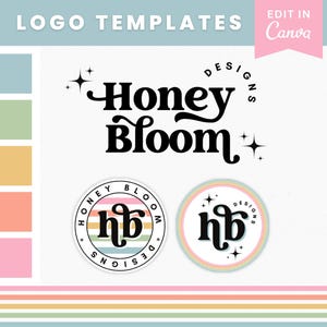 Färgglad logotypdesign, enkel, minimalistisk logotyp, DIY Canva, regnbågsmärkessats för småföretag, lekfull varumärkesbyggande, bohemisk logotypdesignmall