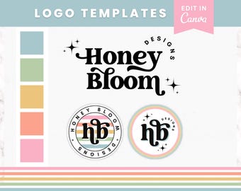 Colorful Logo Design Simple, Minimalist Logo DIY Canva, Rainbow Branding Kit for Small Business, Playful Branding, Boho Logo Design Template