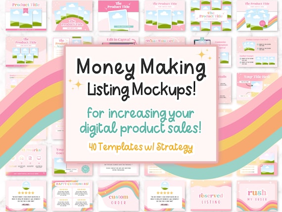 Etsy Listing Templates to Sell on Etsy | Etsy Listing Mockups Digital Product | Etsy Listing Photos Canva | Etsy Shop Kit Printable Template