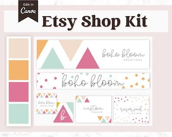 Pastel Etsy Shop Kit Minimal | Canva Etsy banner template Simple | Colorful Etsy branding kit | Etsy Store Branding | Etsy banner Mockup