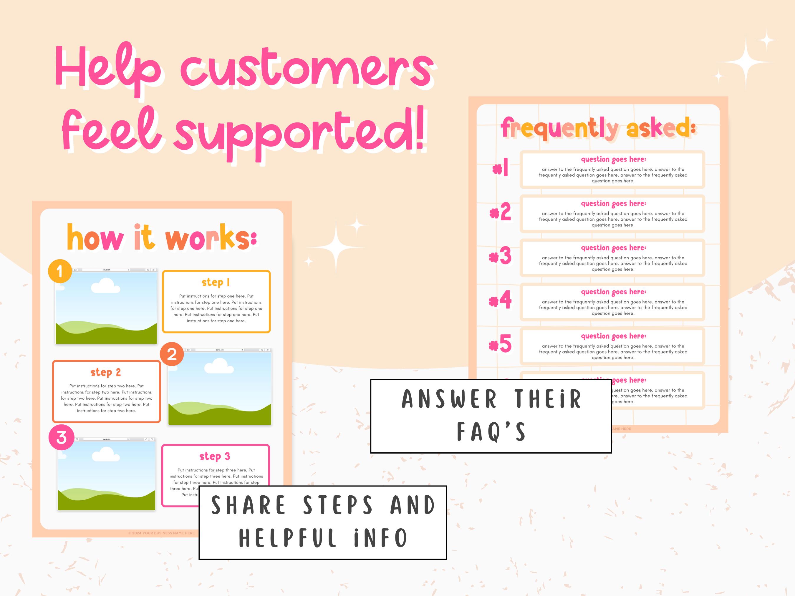 Digital Download Instruction Template Pink, Bright Etsy Digital Product ...